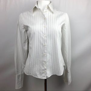 Anne Fontaine Pinstripe French Cuff Shirt Size 2